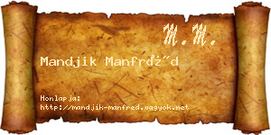 Mandjik Manfréd névjegykártya